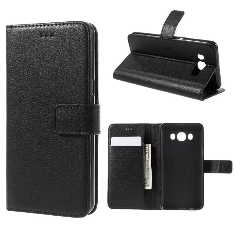 Étui portefeuille Samsung Galaxy J5 2016 Noir - Étui de téléphone portable avec porte-cartes et poche pour billets