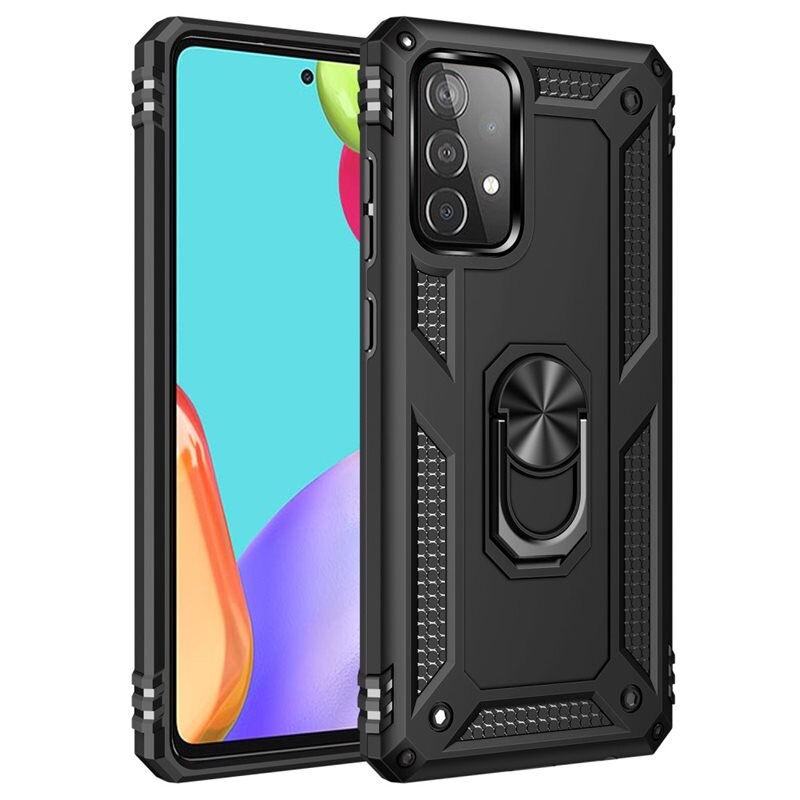 Coque hybride Tech Ring Samsung Galaxy A52/A52s, noir - Coque cool résistante aux chocs avec anneau de maintien