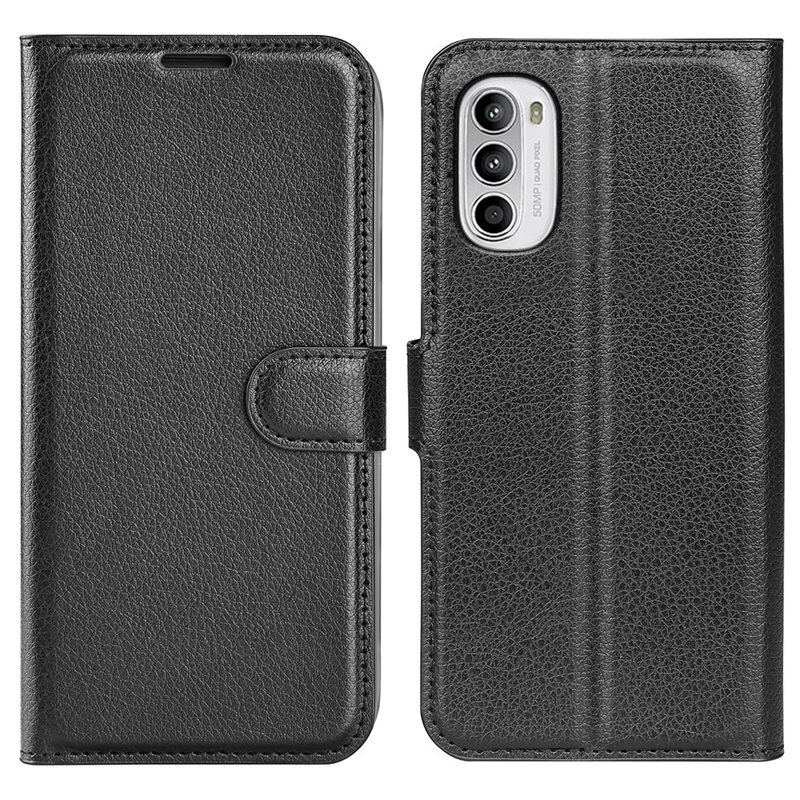 Coque portefeuille Motorola Moto G82/Moto G52, Noir - Étui porte-monnaie avec porte-cartes