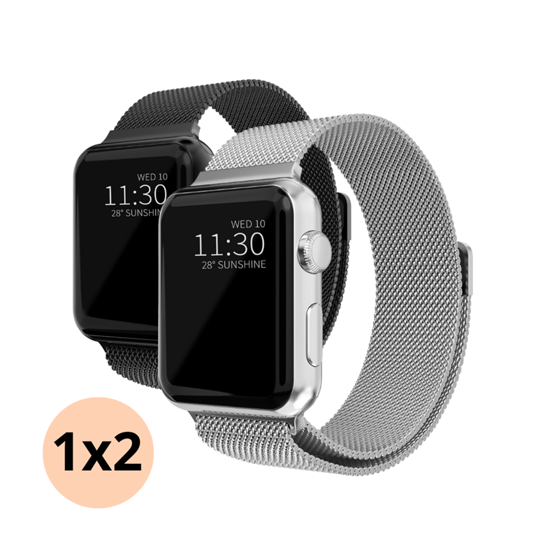 Kit pour Apple Watch Ultra 49mm Bracelet milanais, noir & argent
