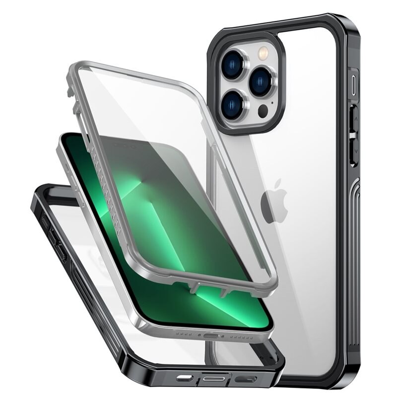 Coque Premium Full Protection iPhone 14 Pro Max Noir - Coque intégrale avec protection d'écran en verre