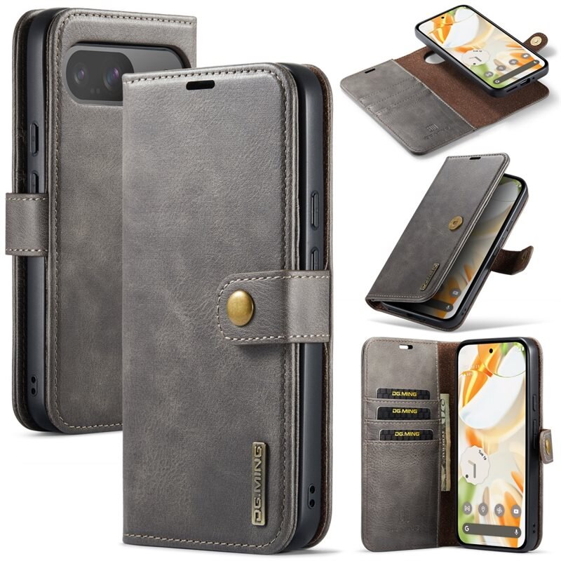 DG.MING Étui portefeuille Magnet Wallet Google Pixel 10 Pro XL, Brown - Étui en cuir élégant avec coque magnétique amovible