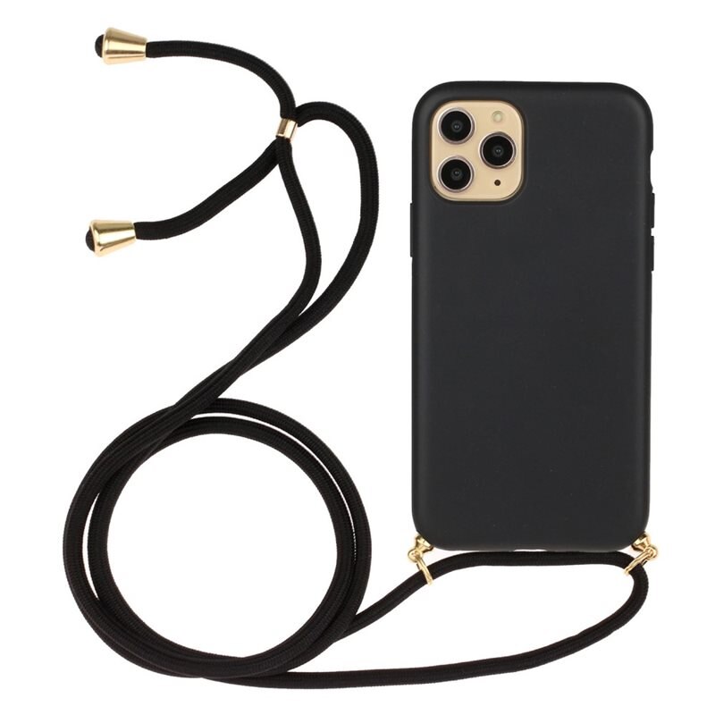 Coque cordon iPhone 15 Pro, noir - Coque avec une sangle pratique