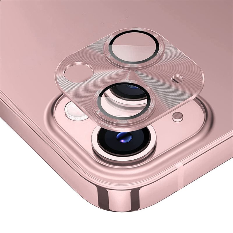 Hat Prince Caméra Protecteur Verre trempé Aluminium iPhone 15 Plus, rose