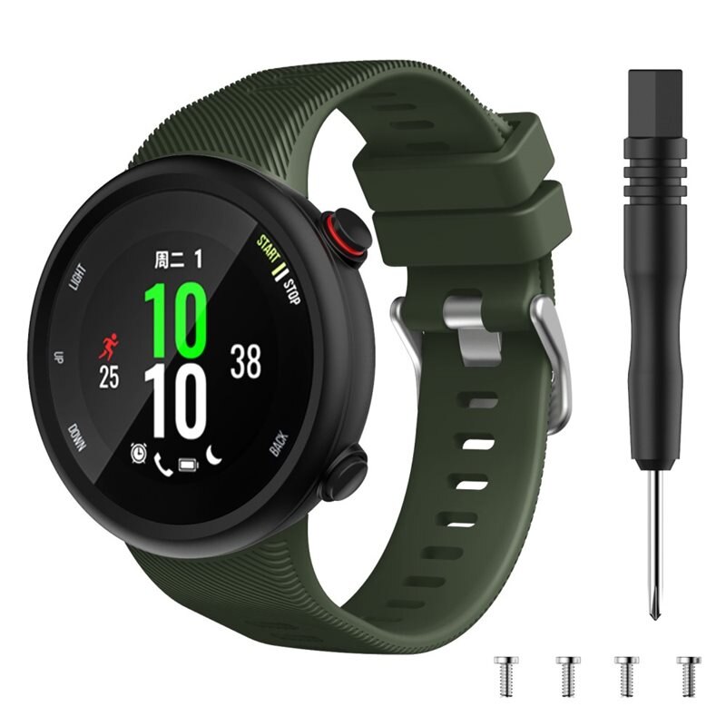 Bracelet en silicone pour Garmin Forerunner 45, Vert - Bracelet sportif parfait pour l'entraînement