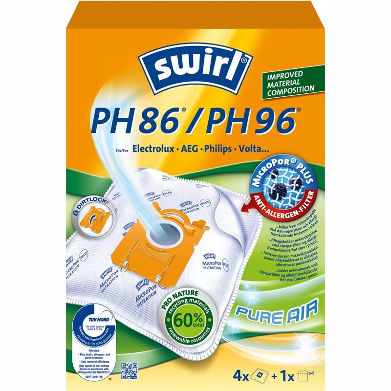 Swirl 4-pack Sacs d'Aspirateur PH86/PH96 Philips, AEG & Electrolux