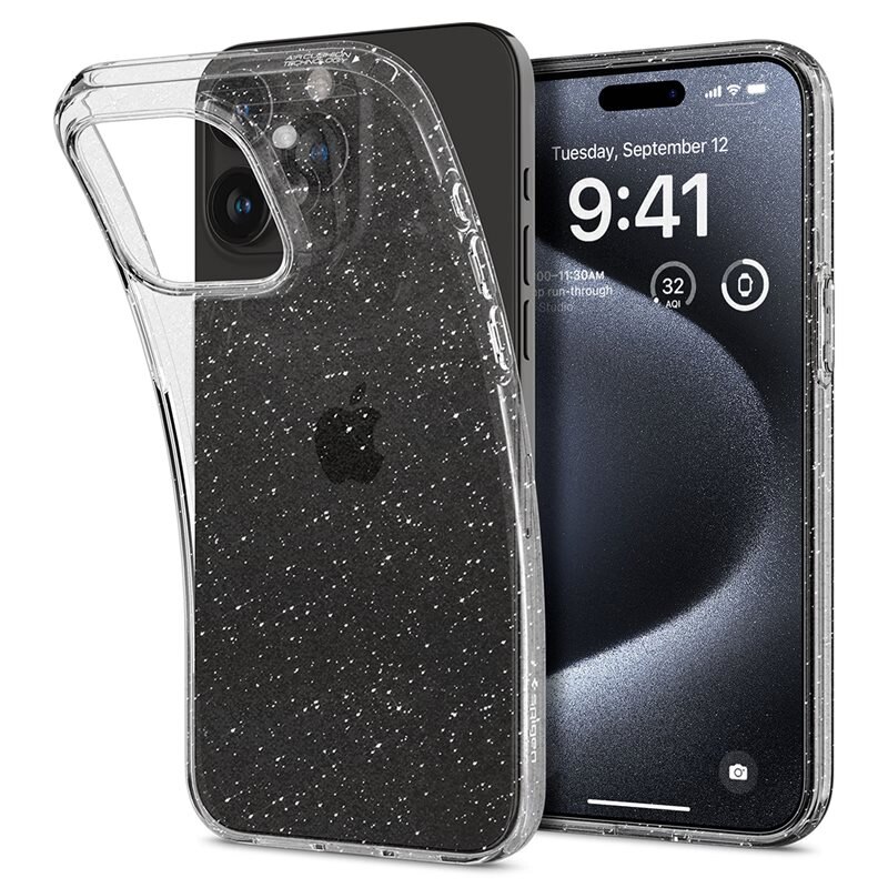 Spigen Coque Liquid Crystal Glitter iPhone 15 Pro, Crystal