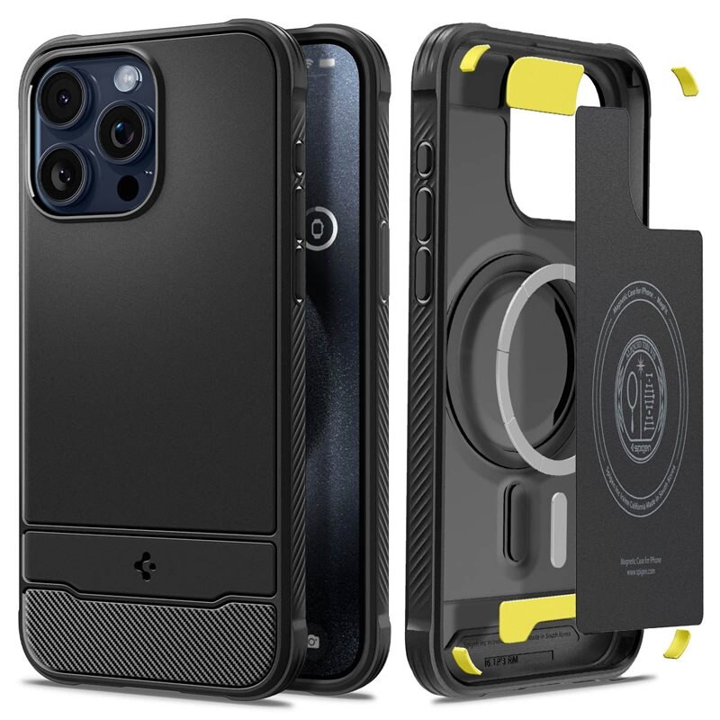 Spigen Coque Rugged Armor MagSafe iPhone 15 Pro Black
