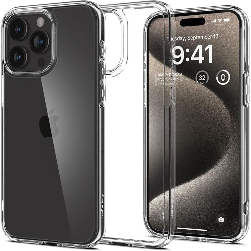 Spigen Coque Ultra Hybrid iPhone 15 Pro, Crystal Clear - Coque élégante et minimaliste