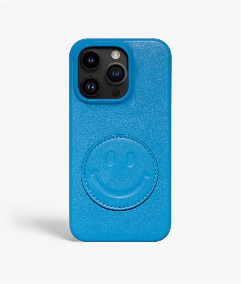 The Case Factory Coque iPhone 14 Pro Max Smiley Blue
