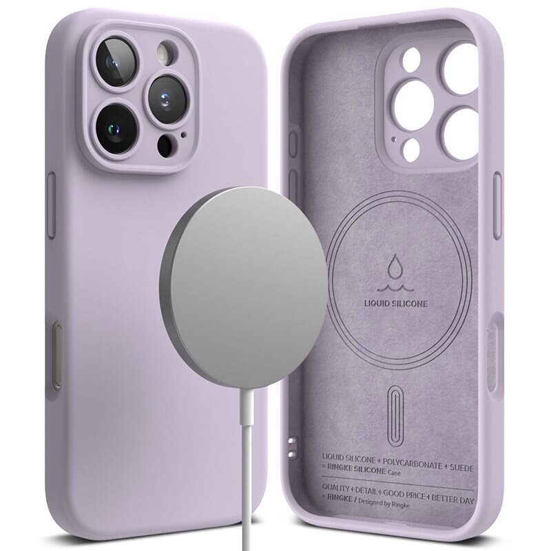 Ringke Silicone Magnetic Coque iPhone 16 Pro Light Purple