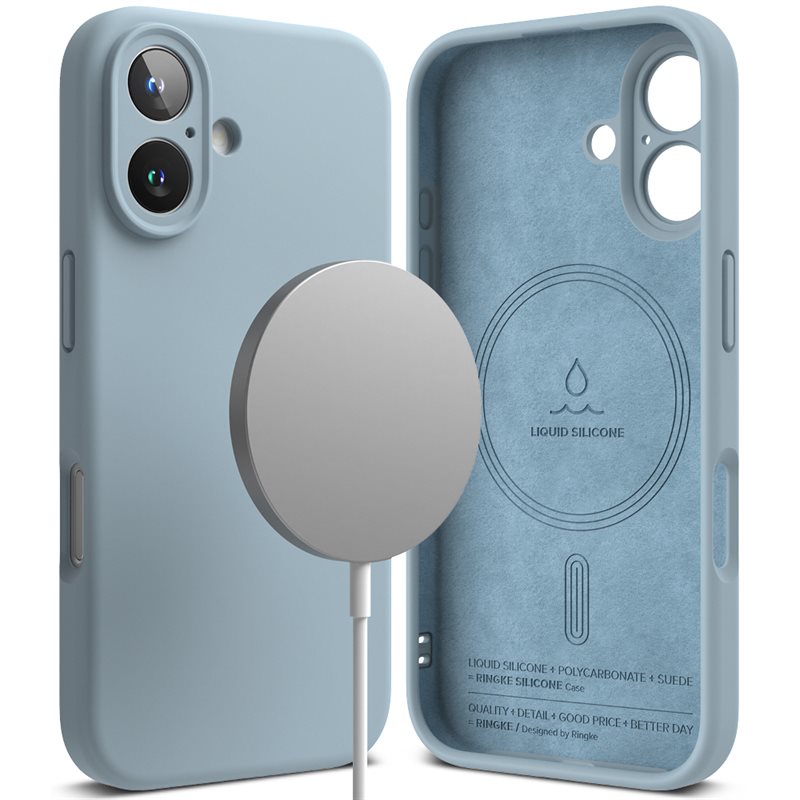 Ringke Silicone Magnetic Coque iPhone 16 Blue