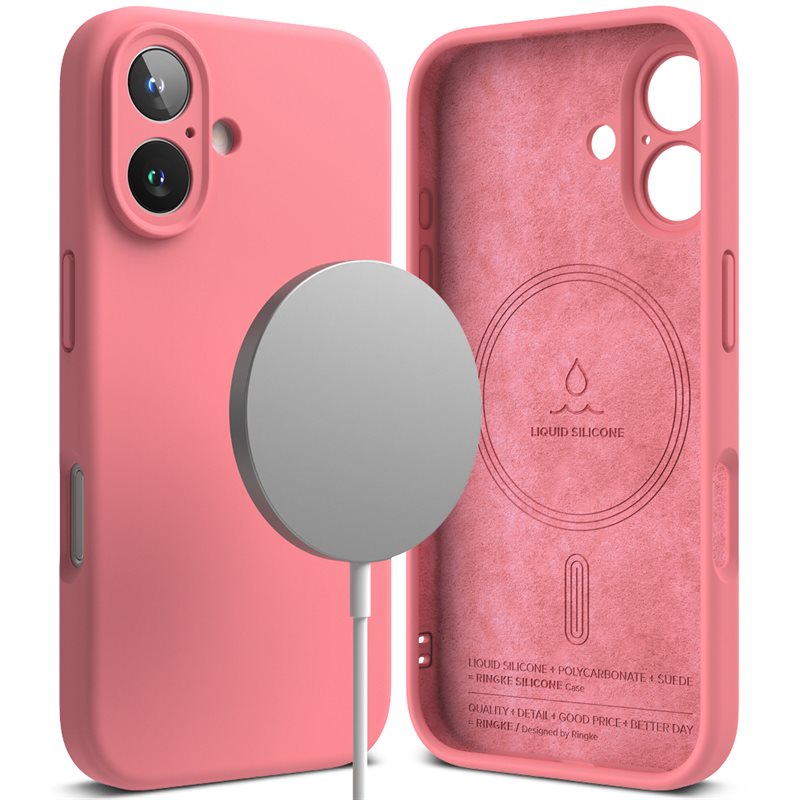 Ringke Silicone Magnetic Coque iPhone 16 Pink