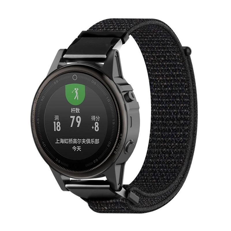 Bracelet en nylon Garmin Fenix 8 43mm, Noir - Bracelet en nylon confortable et respirant