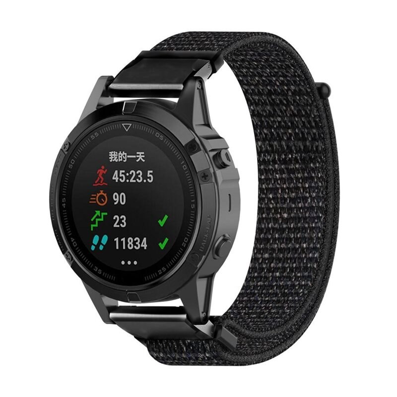 Bracelet en nylon Garmin Fenix 8 47mm, Noir - Bracelet en nylon confortable et respirant