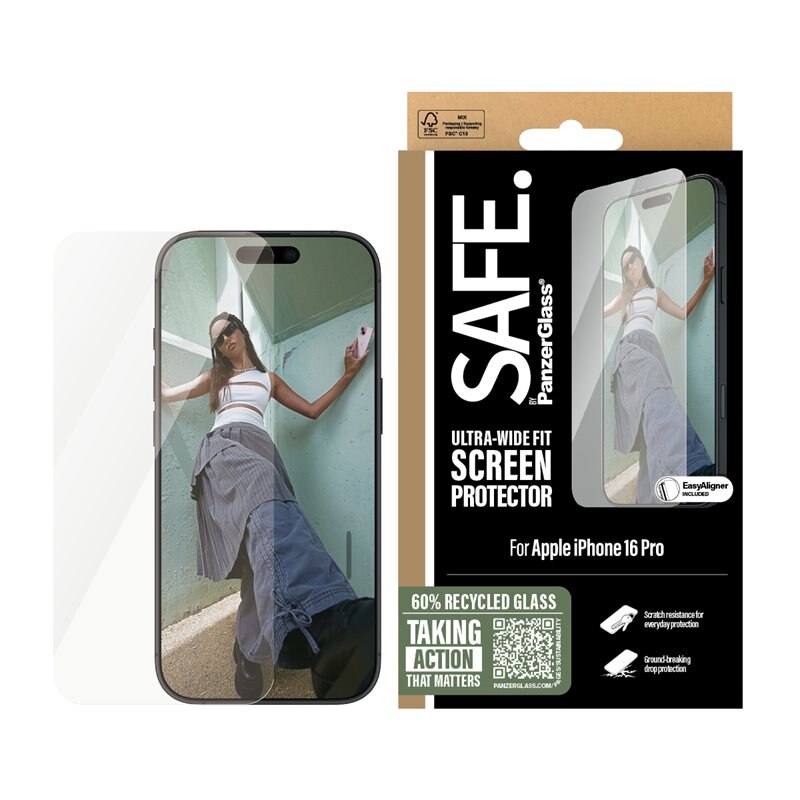 SAFE. by PanzerGlass iPhone 16 Pro Screen Protector Ultra Wide Fit (with EasyAligner)