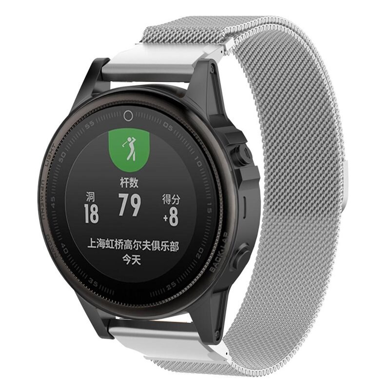 Bracelet milanais pour Garmin Fenix 8 43mm, Argent - Bracelet de luxe avec fermeture magnétique - Acier inoxydable