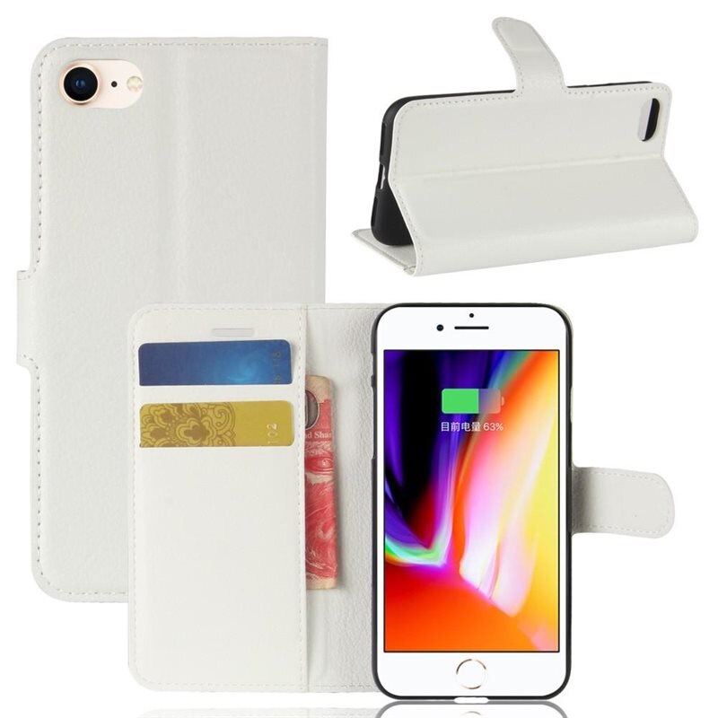 Coque portefeuille iPhone 7, Blanc - Étui porte-monnaie avec porte-cartes