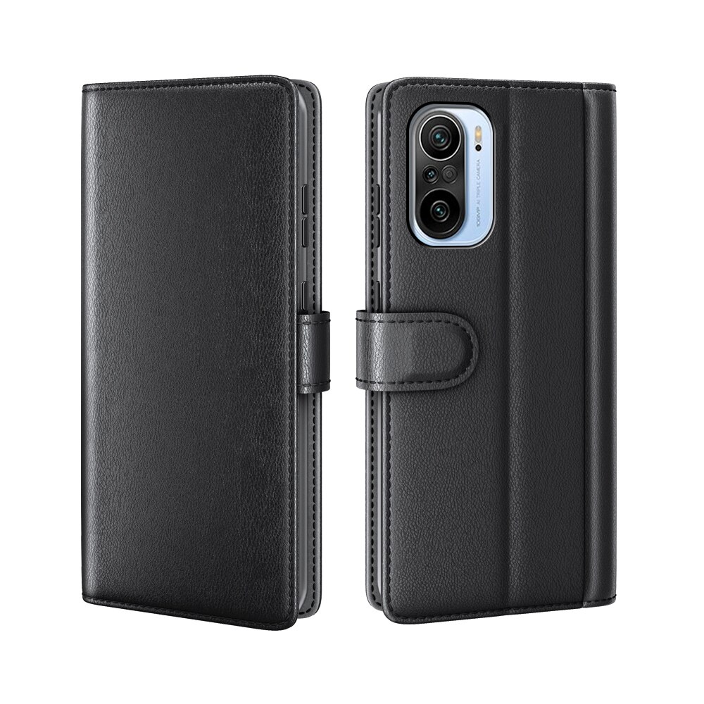 Étui en cuir veritable Xiaomi Mi 11i/Poco F3, noir