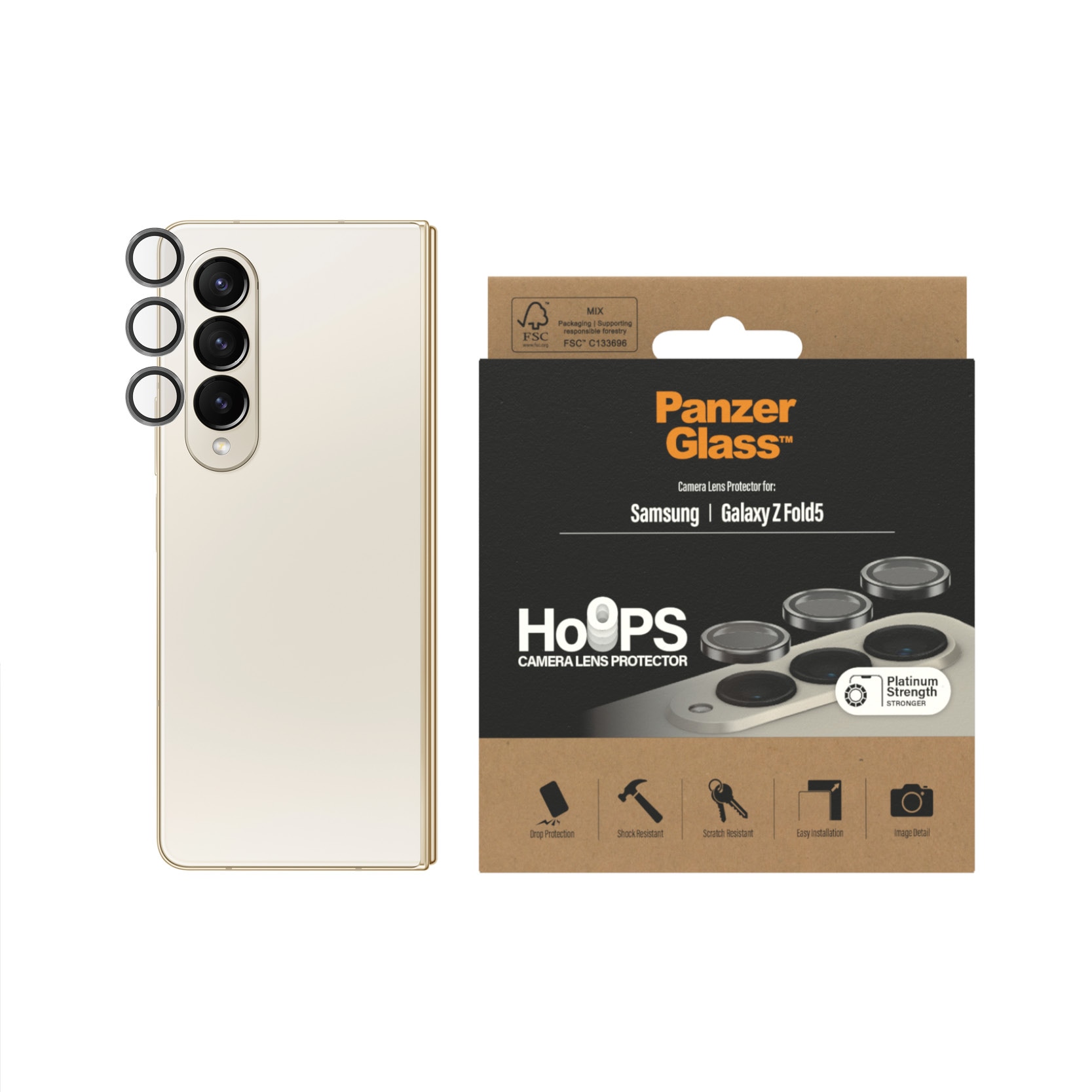 Samsung Galaxy Z Fold 5 Hoops Camera Lens Protector, Noir