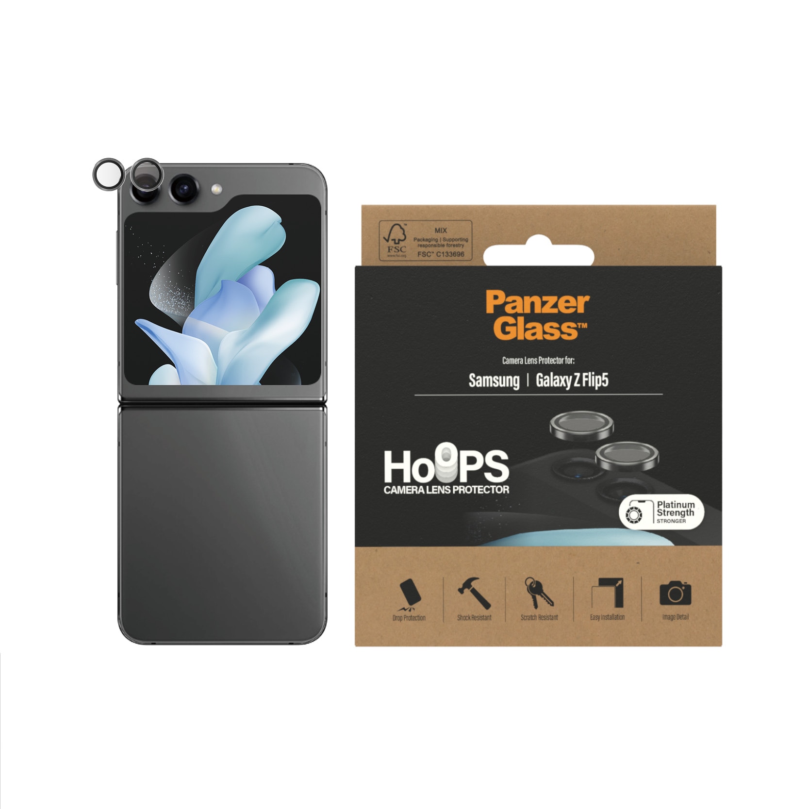 Samsung Galaxy Z Flip 5 Hoops Camera Lens Protector, Noir