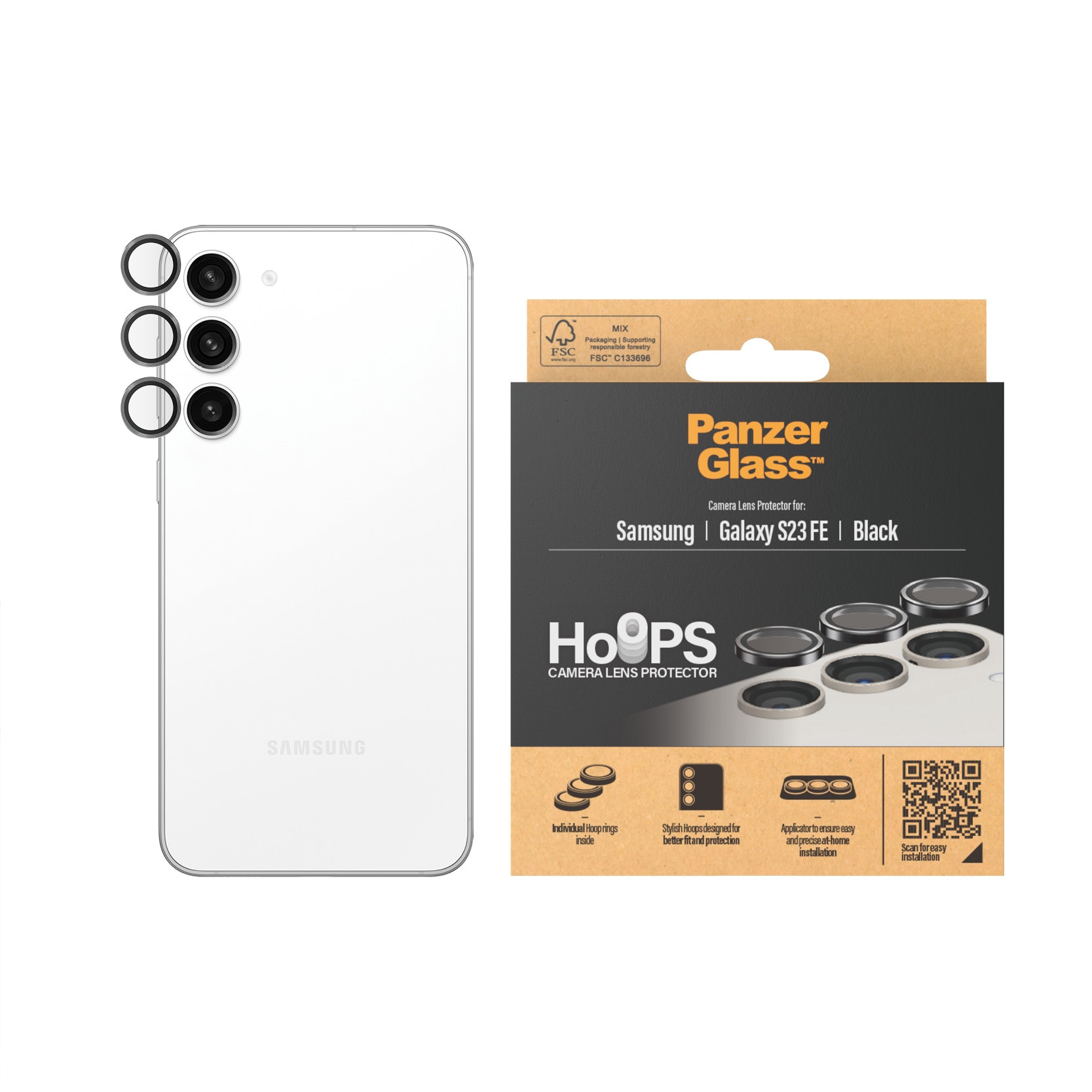 Samsung Galaxy S23 FE Hoops Camera Lens Protector, Noir
