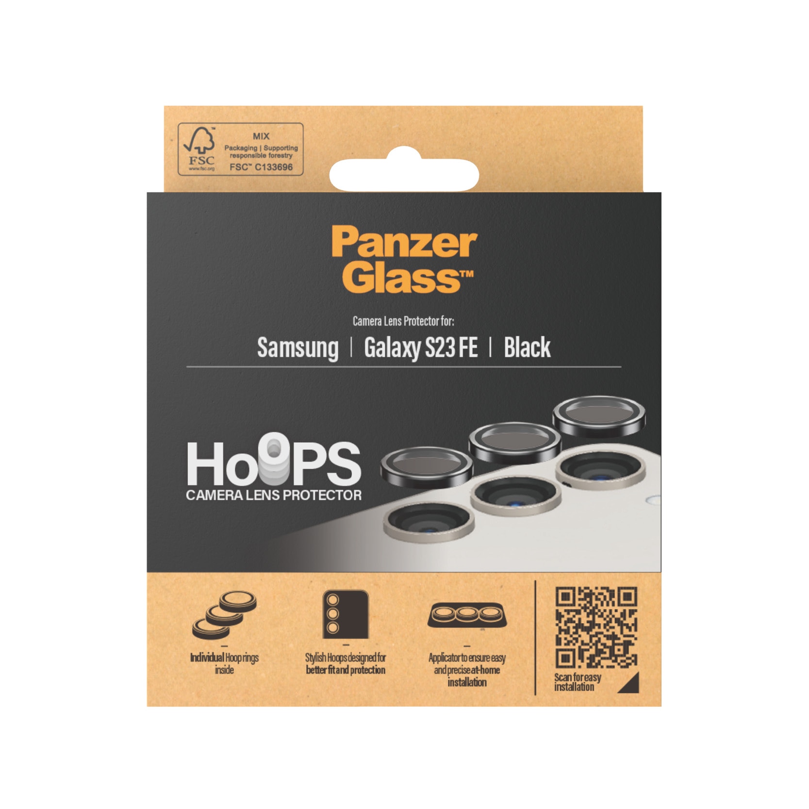 Samsung Galaxy S23 FE Hoops Camera Lens Protector, Noir