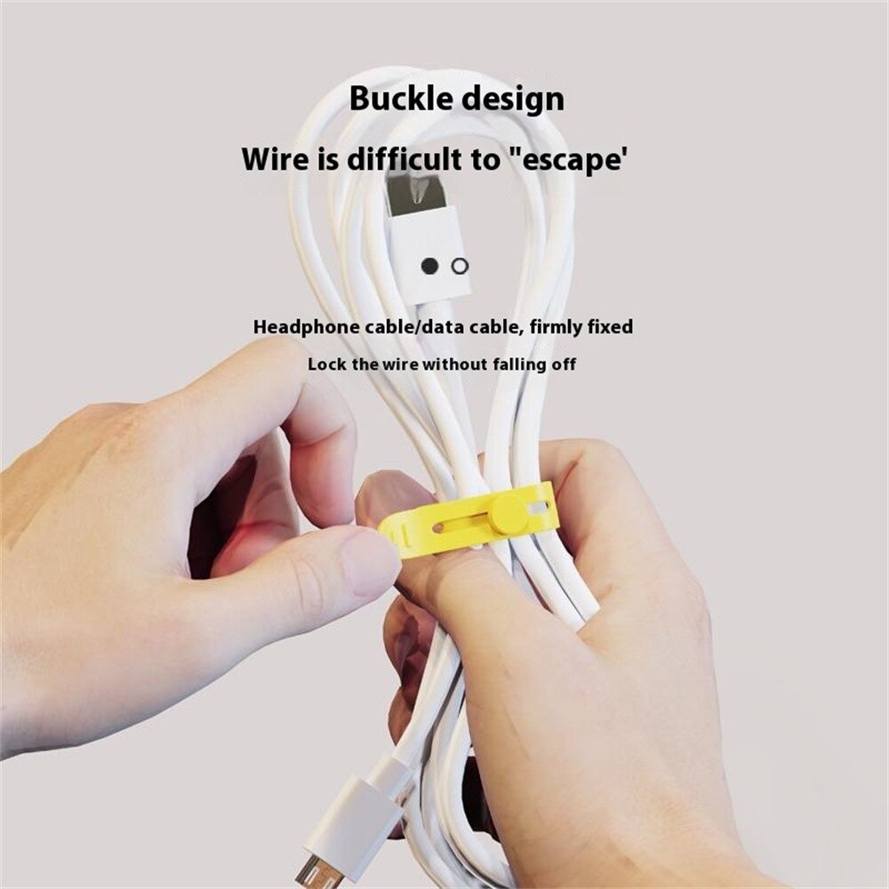 Organisateur de câbles en silicone (5 pièces), blanc