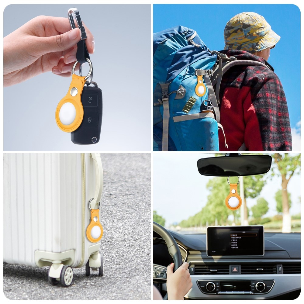 Porte-clés AirTags Protection en éco-cuir - Jaune - Français