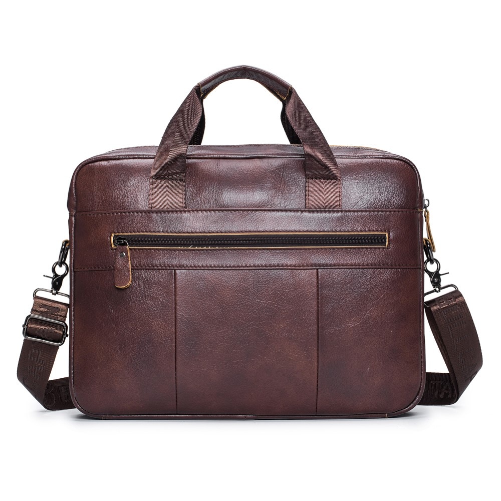 Sac pour ordinateur portable en cuir avec bandoulière, marron