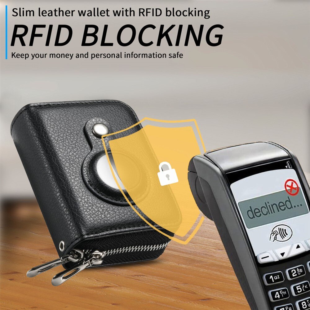 Porte-cartes et support AirTag 2 en 1 avec bloqueur RFID cuir