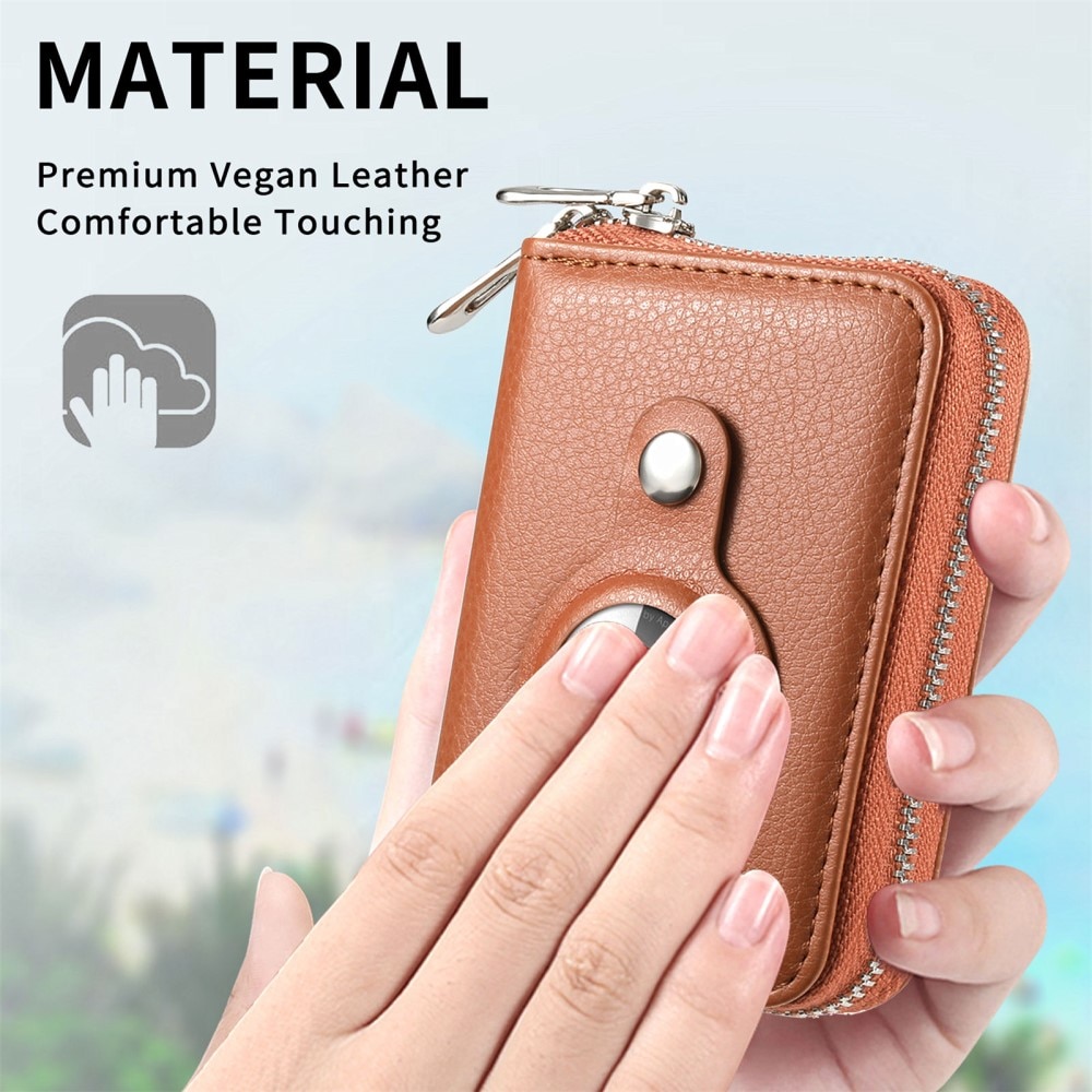 Portefeuille AirTag avec protection RFID, marron