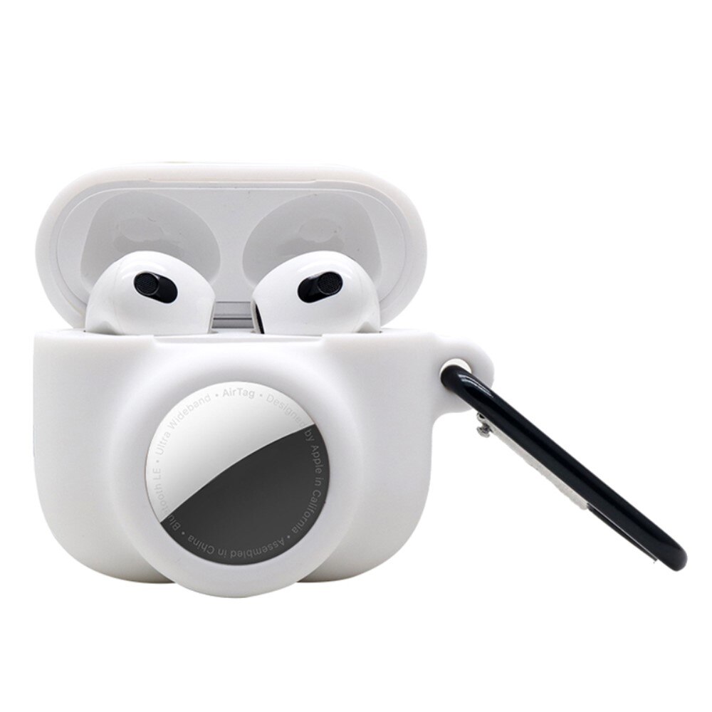 Coque en silicone avec support AirTag AirPods 3, blanc