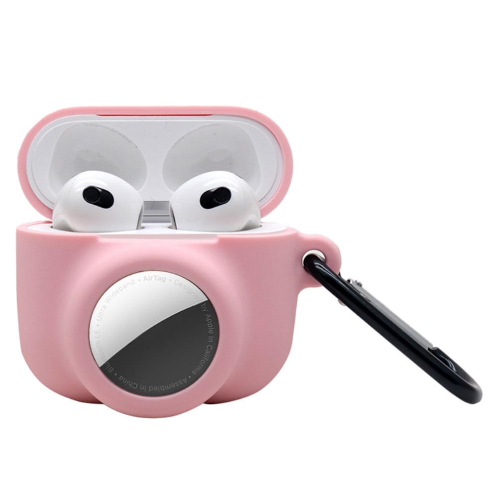 Coque en silicone avec support AirTag AirPods 3, rose