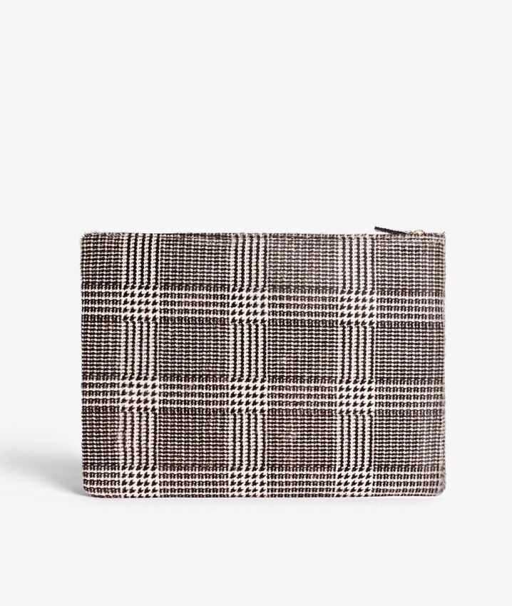 Medium Clutch Pony Check Black/White