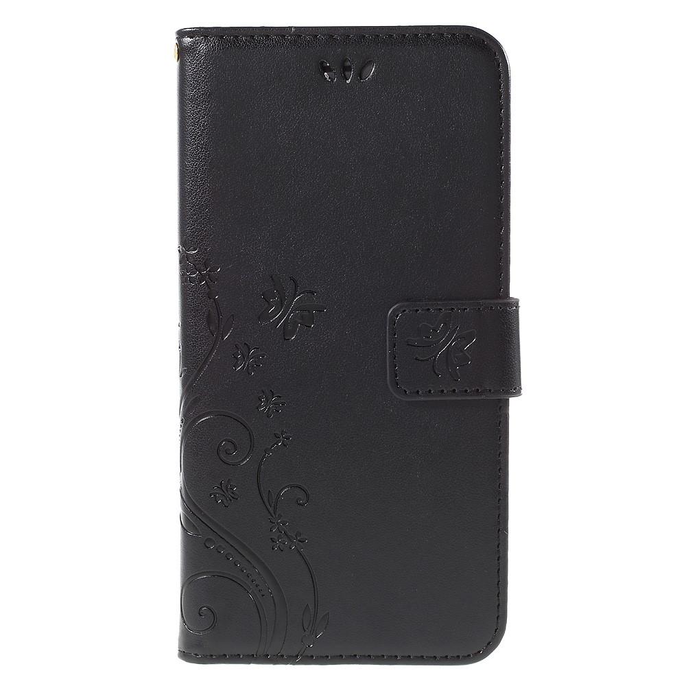 Étui en cuir à papillons pour iPhone 6/6S, Noir