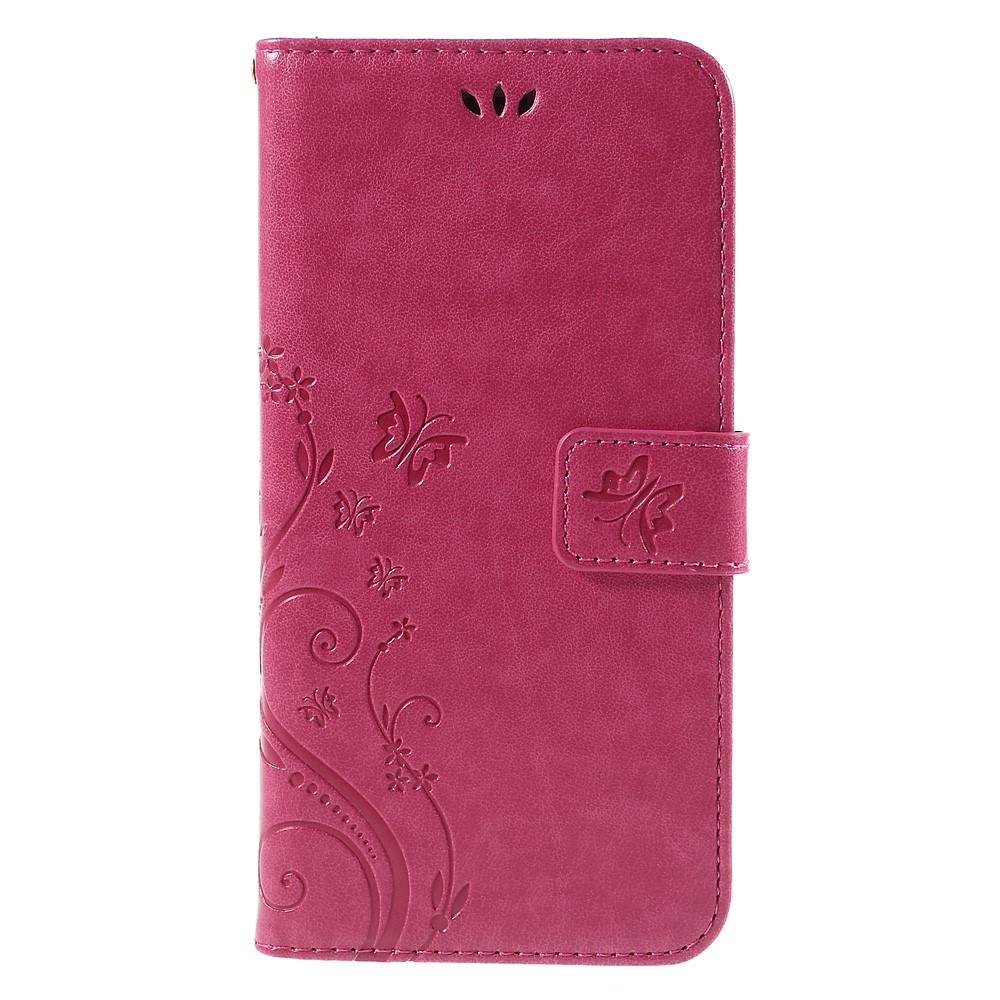 Étui en cuir à papillons pour iPhone 6/6S, rose