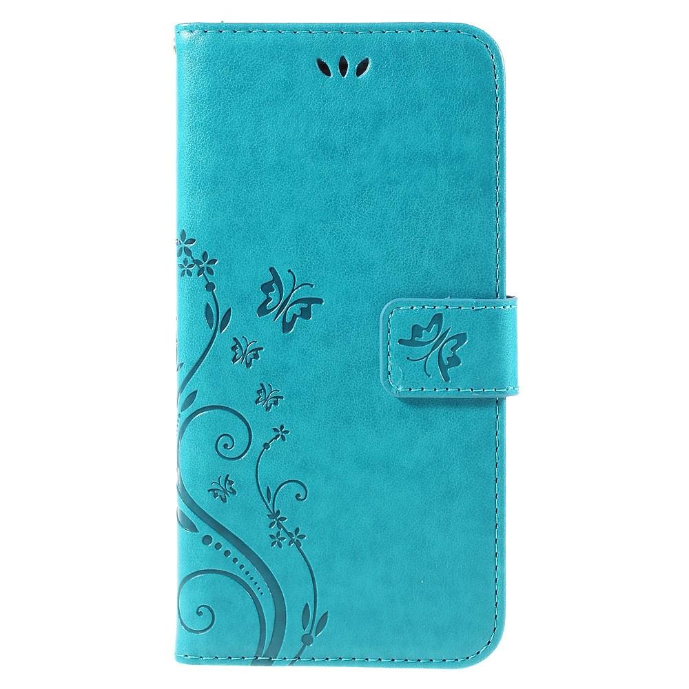 Étui en cuir à papillons pour iPhone 6/6S, bleu