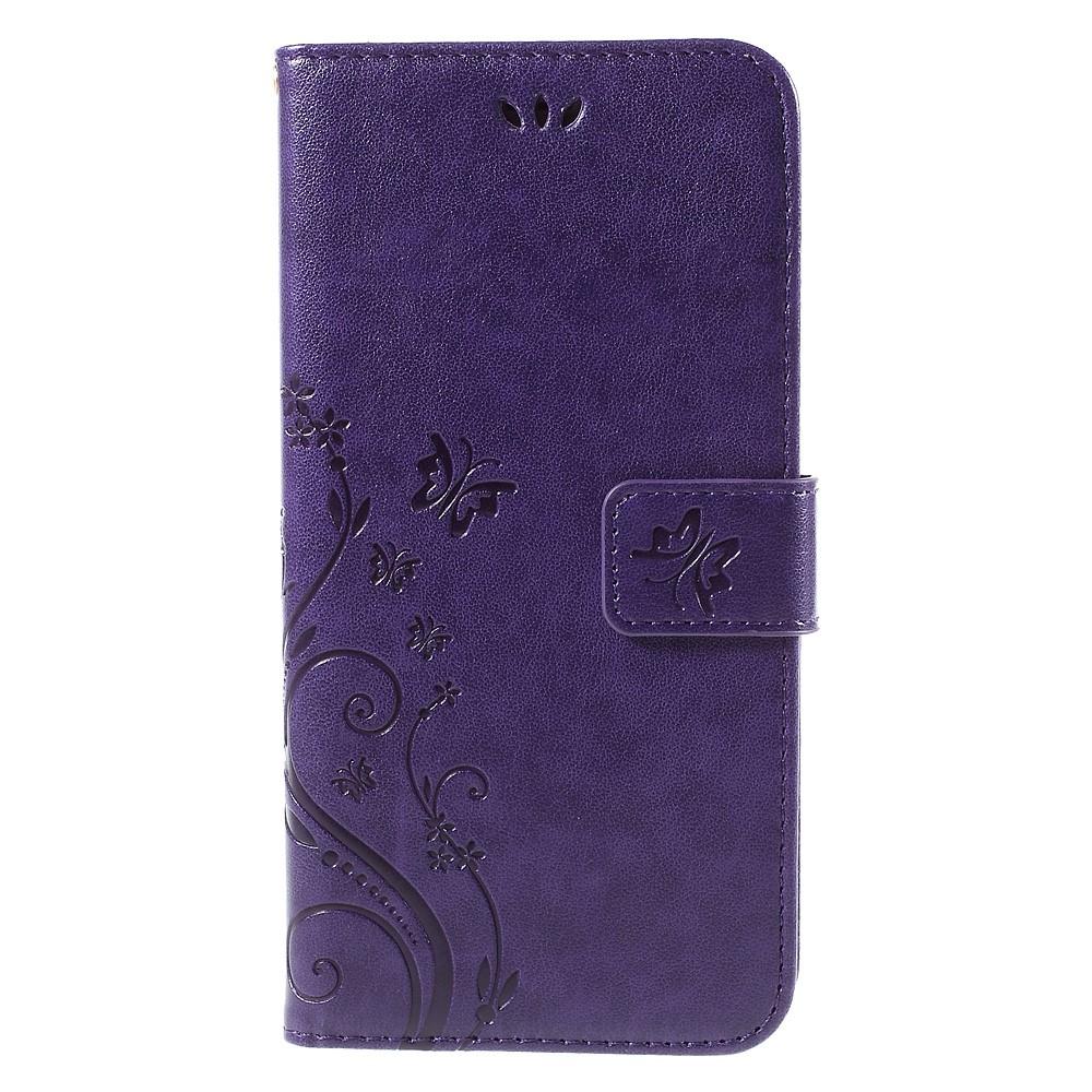 Étui en cuir à papillons pour iPhone 6/6S, violet