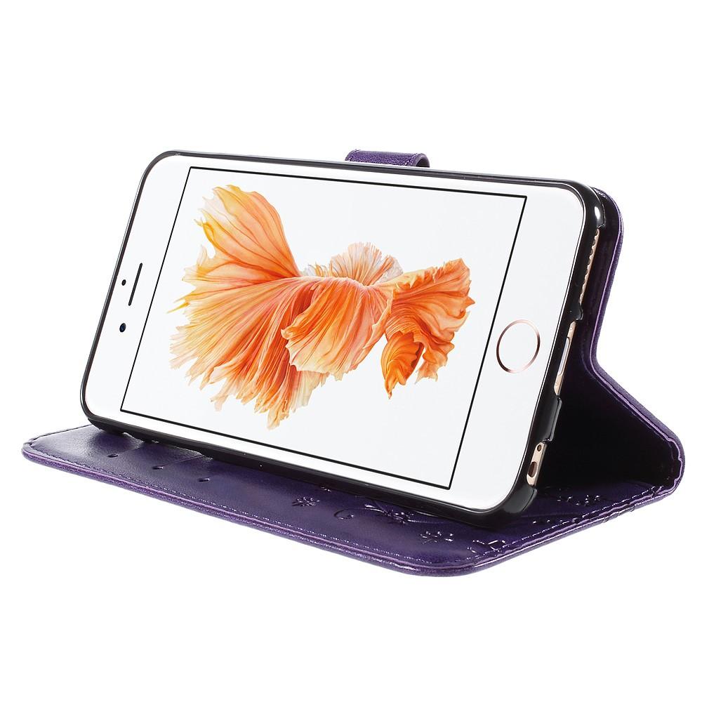 Étui en cuir à papillons pour iPhone 6/6S, violet