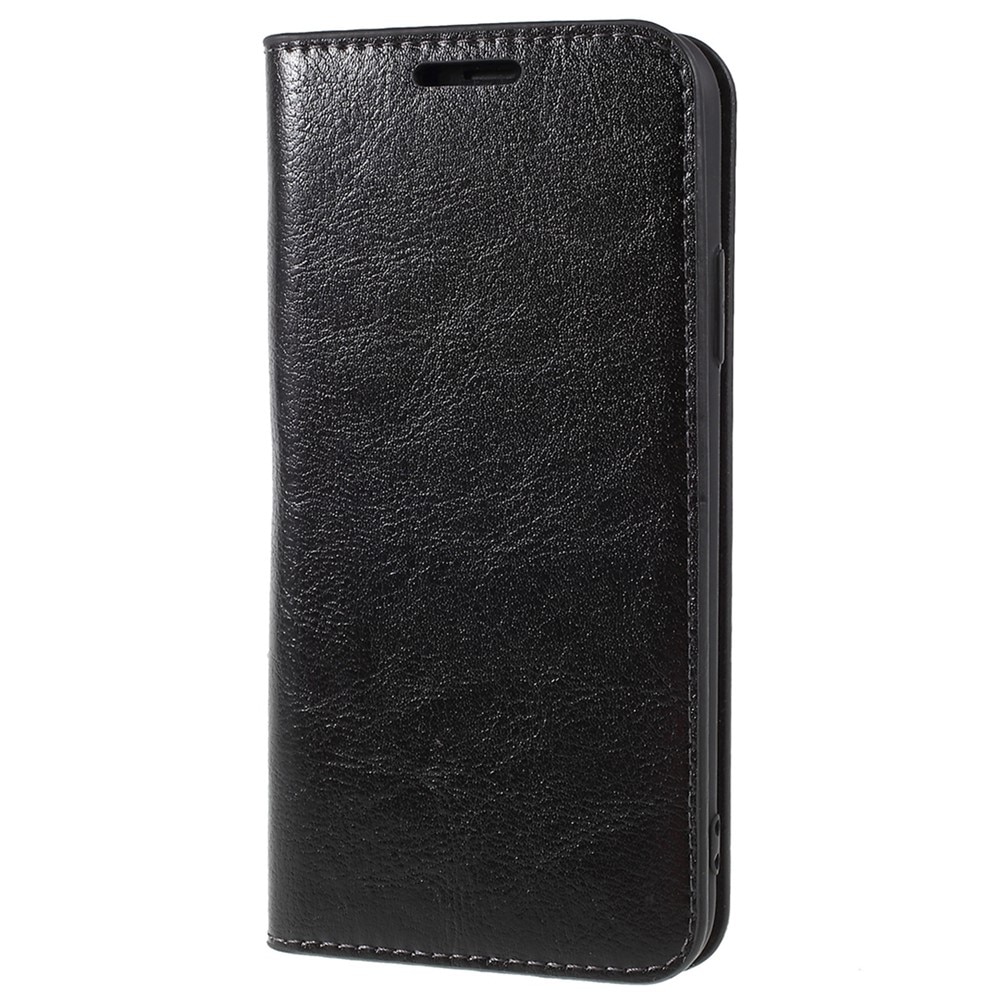 Coque portefeuille en cuir Veritable iPhone X/XS, noir