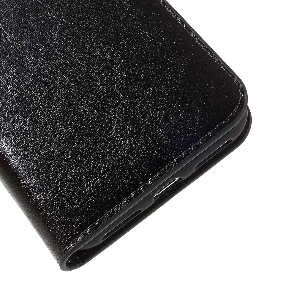 Coque portefeuille en cuir Veritable iPhone X/XS, Noir