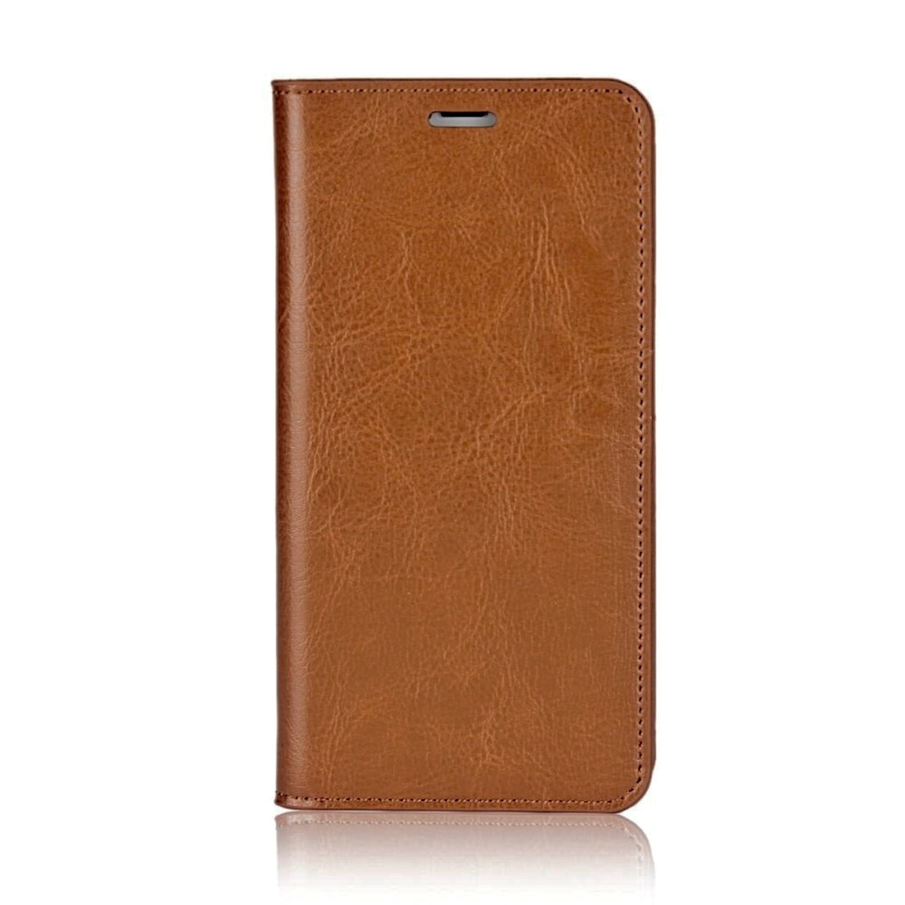 Coque portefeuille en cuir Veritable iPhone X/XS, Marron