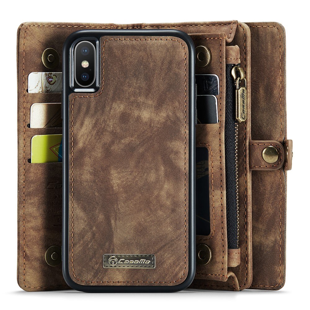 Étui portefeuille multi-cartes iPhone X/XS, Marron