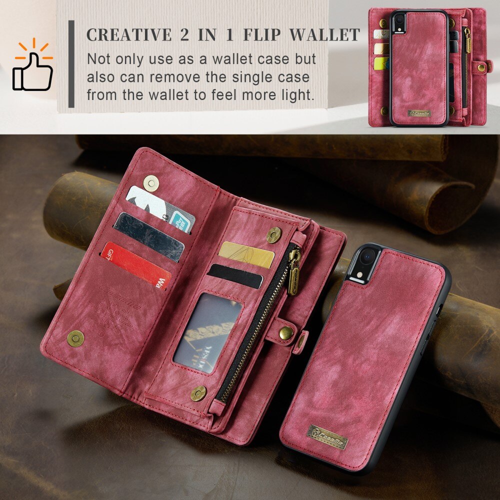 Étui portefeuille multi-cartes iPhone Xr, Rouge