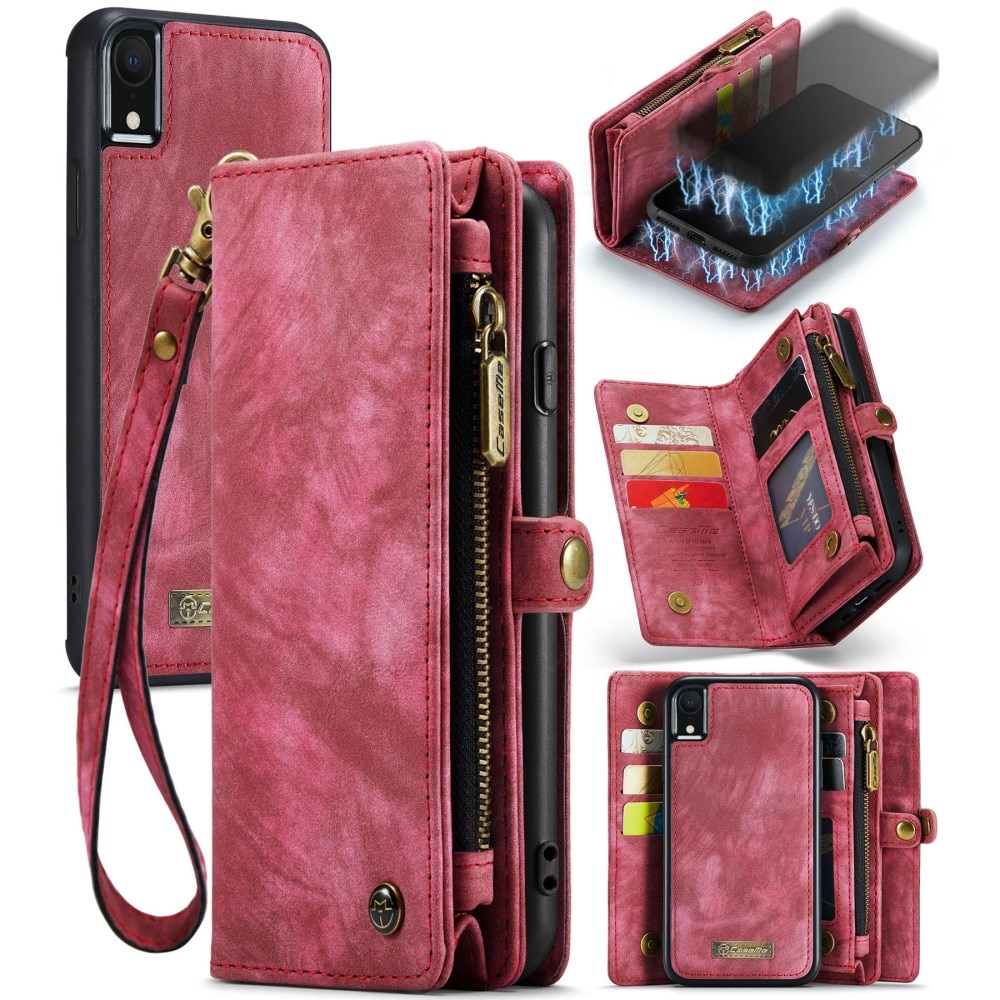 Étui portefeuille multi-cartes iPhone Xr, Rouge