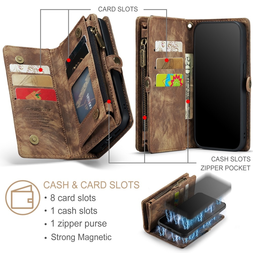 Étui portefeuille multi-cartes iPhone Xr, Marron