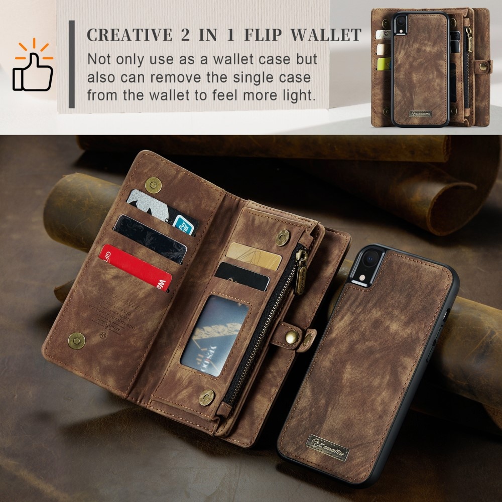 Étui portefeuille multi-cartes iPhone Xr, Marron
