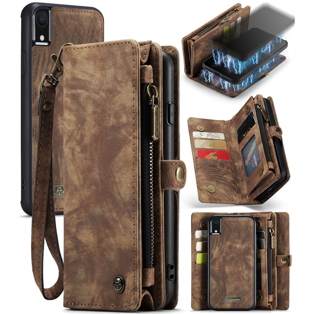 Étui portefeuille multi-cartes iPhone Xr, Marron
