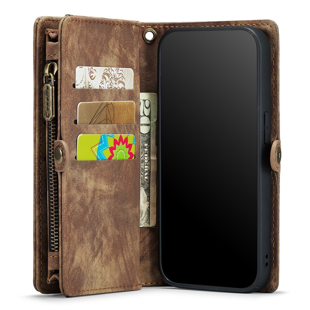 Étui portefeuille multi-cartes iPhone Xr, Marron